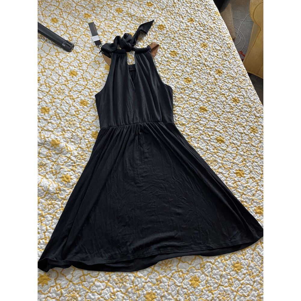 Akiko faux leather halter neck Elastic Waist dress NWT size xs - Picture 10 of 11